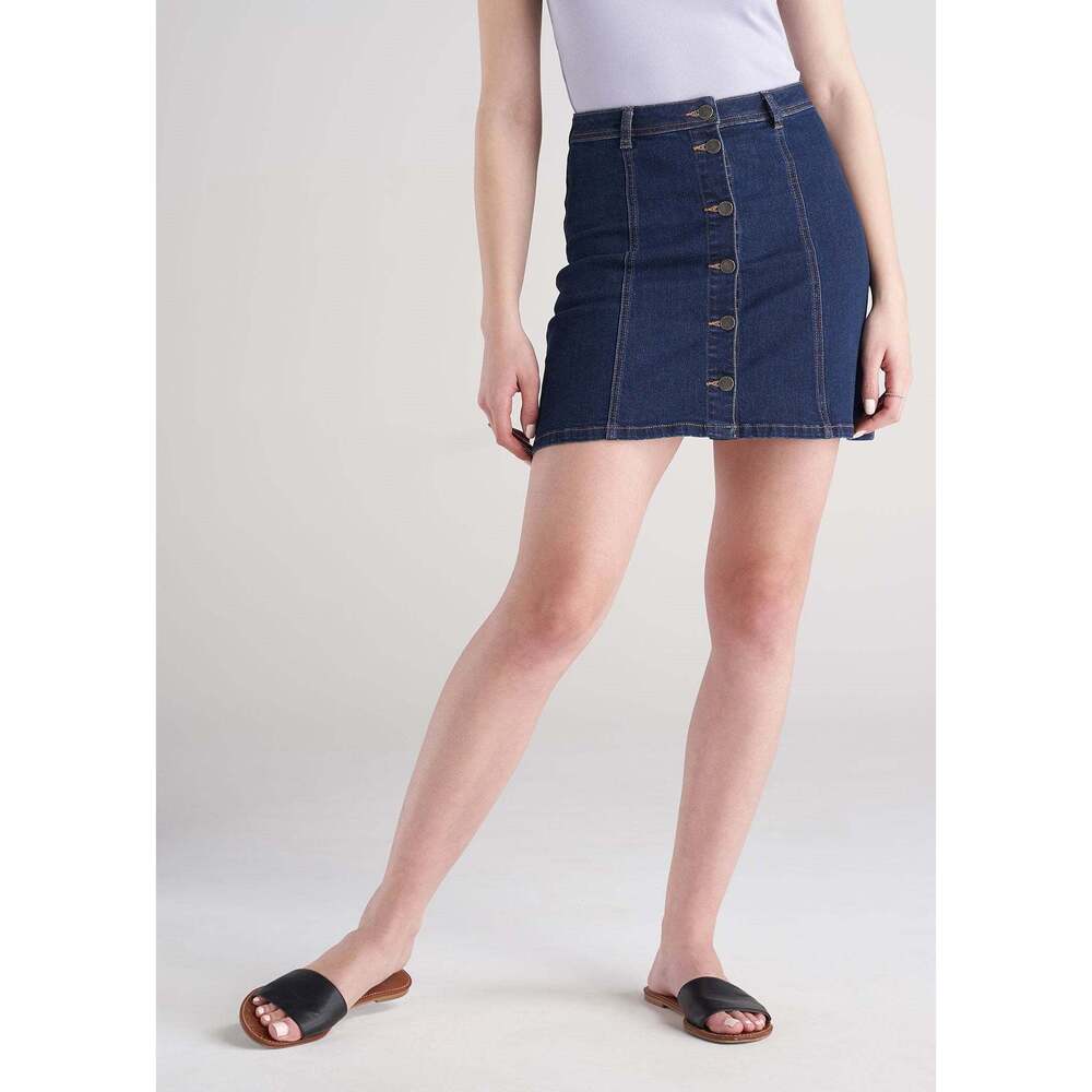 American Tall Button Up Denim Skirt in Washed Indigo Blue